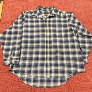 Blue and White plaid Casual Button Down Shirt Relaxed Fit